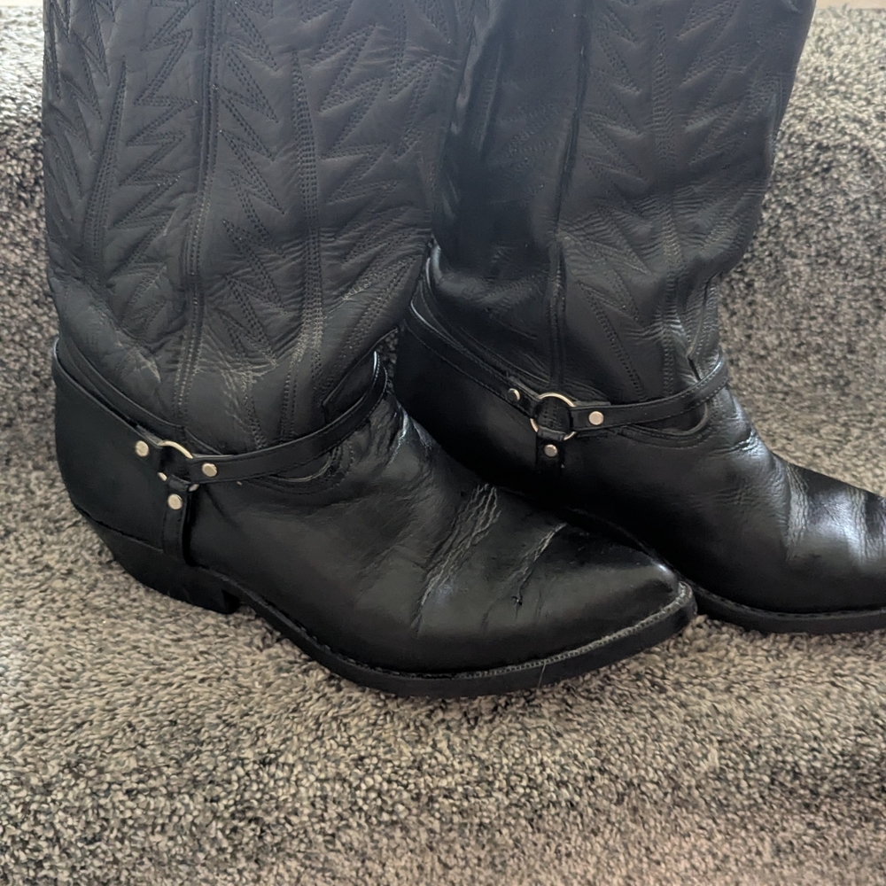 Lidog Vintage Classic Black Western Cowboy Boots Size 10.5